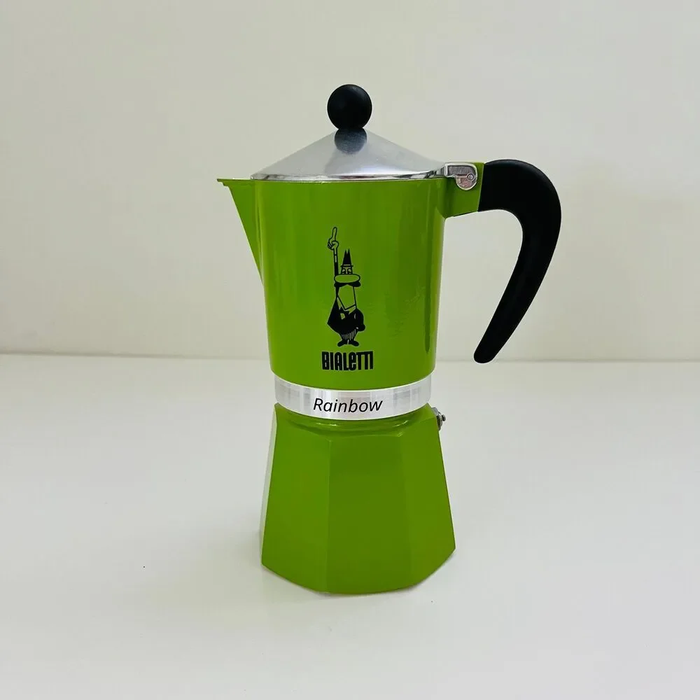 BIALETTI Rainbow Green Aluminum Moka Pot 3 Cup Italian Stovetop Expresso Maker